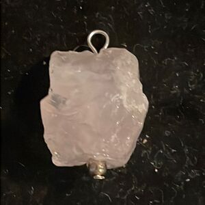 Moon Magic 1”/1.05 carat raw rose quartz pendant with jump hoop